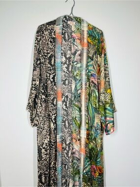 Luxury Anjuna Silk and Cotton Kimono Beach Coverup Robe Made in Italy